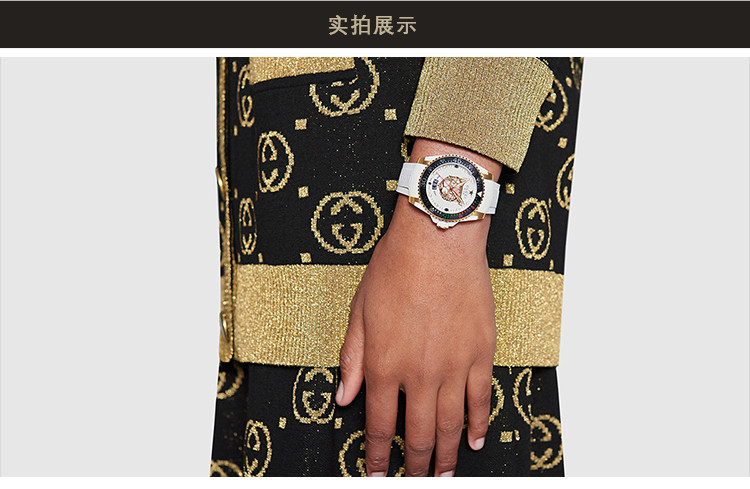 GUCCI/古驰 Gucci Dive系列猫头图案时尚简约中性石英表YA136322