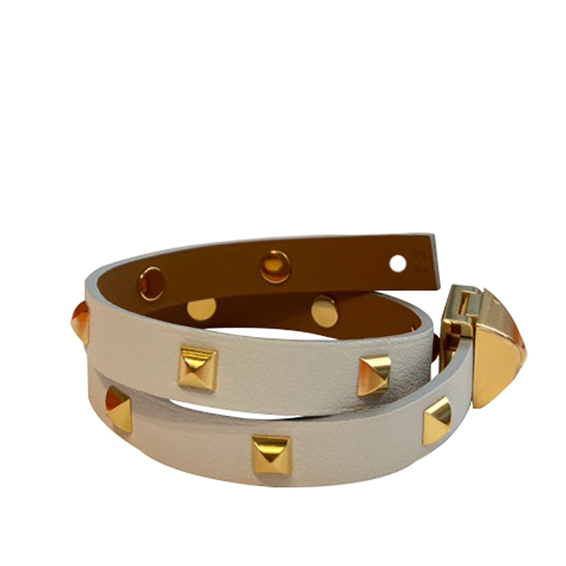 瑕疵折扣hermes/爱马仕拼色双面皮质女士手链s刻 by