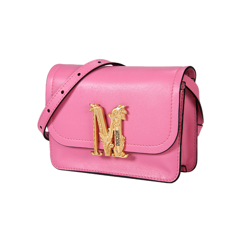 【包邮包税】moschino/莫斯奇诺 女包 时尚百搭 女士粉色皮革单肩斜跨