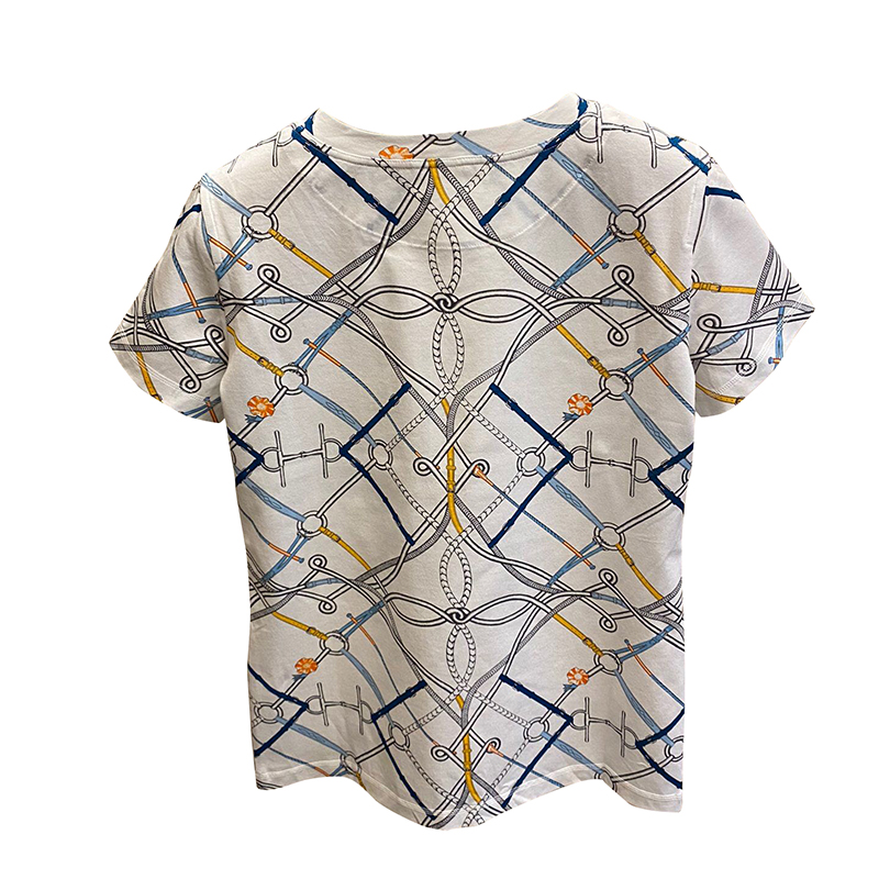 瑕疵折扣 hermes/爱马仕 新款印花圆领体恤 女士短袖t恤 by