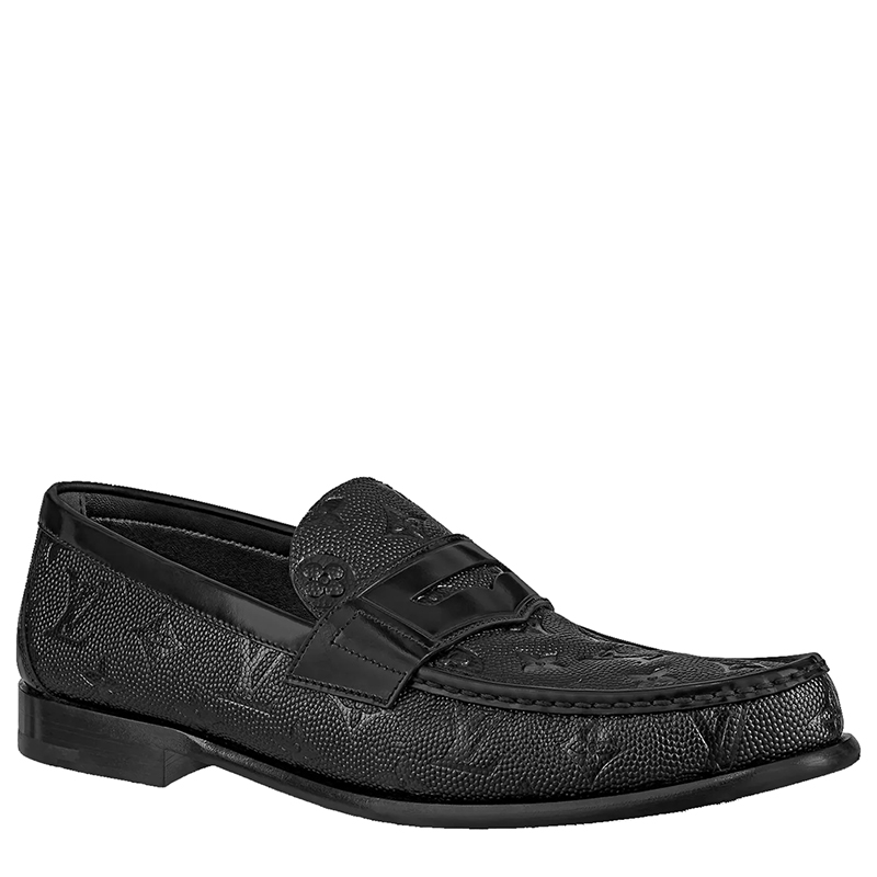 lvxnba系列 男士黑色monogram压纹粒面小牛皮lv loafer鹿皮鞋1a9062