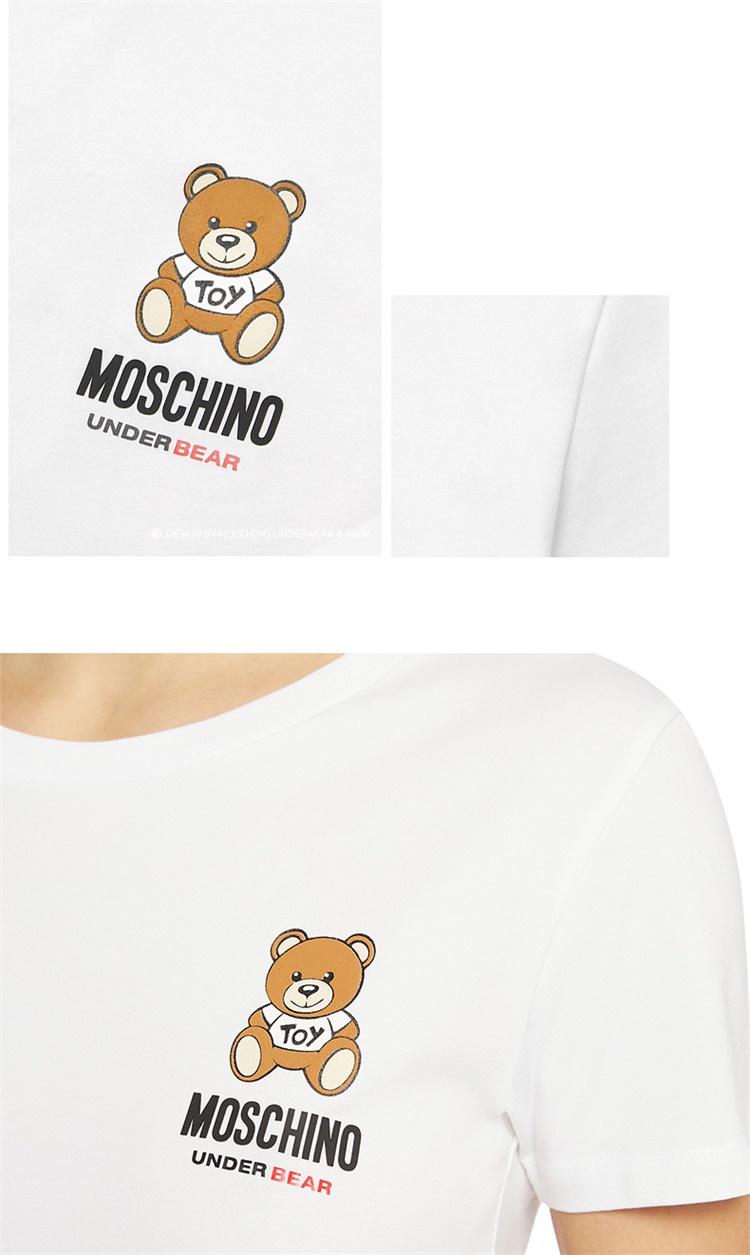 moschino/莫斯奇诺 【大陆现货】新品女士短袖t恤经典logo小熊标志