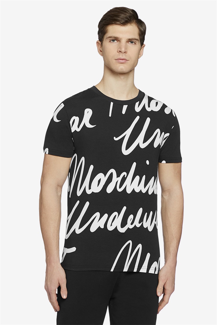 moschino/莫斯奇诺 【大陆现货】新品男士短袖t恤经典字母印花款圆领