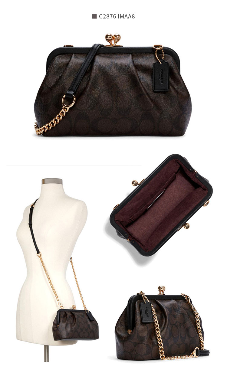 coach/蔻驰 春夏款 女款 奥莱 新款 nora 印花 吻锁包 挎包 手拿包