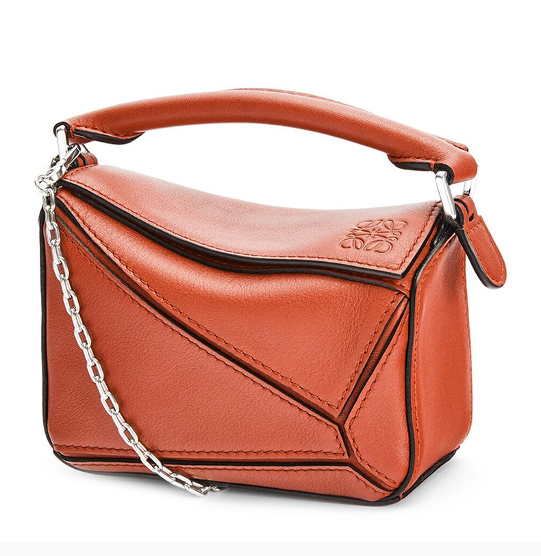 【包税】loewe/罗意威 puzzle系列女士棕色牛皮革经典徽标压花拉链开