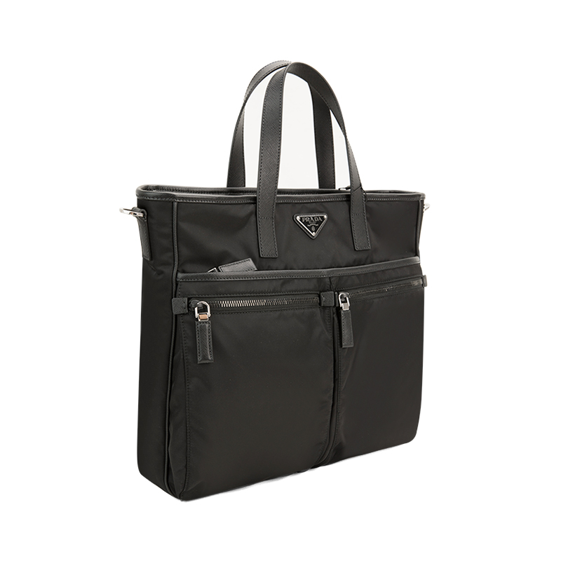 【21春夏新品国内现货】prada/普拉达 织物/配皮材质男士经典款手提包