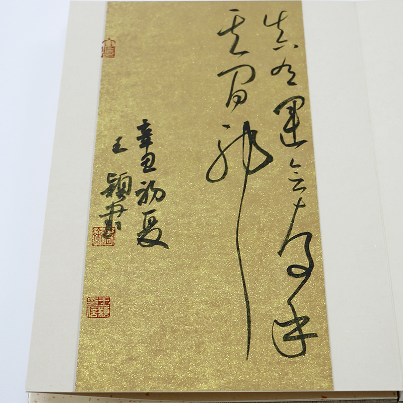 藏品/中书协会员王颖书法蜡染鎏金册页《人间词话》32x22x350cm/书法