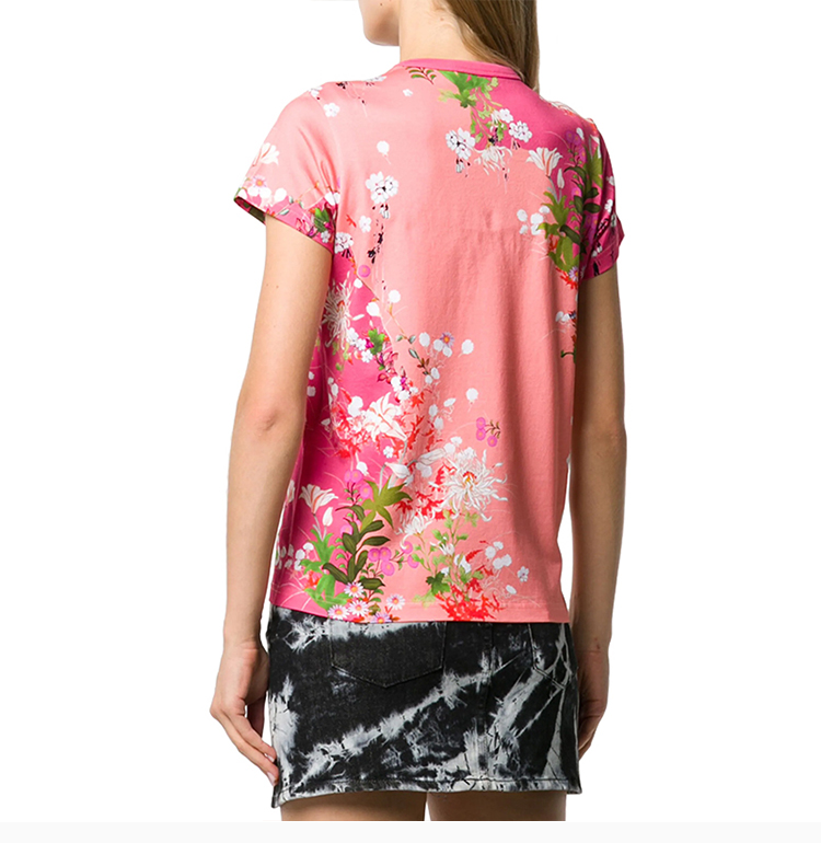 givenchy 纪梵希 女装 服饰 圆领粉色棉质花卉印花修身 女士短袖t恤