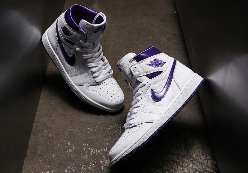 nike/耐克 air jrodan 1 high og court purple男女同款 aj1 白紫