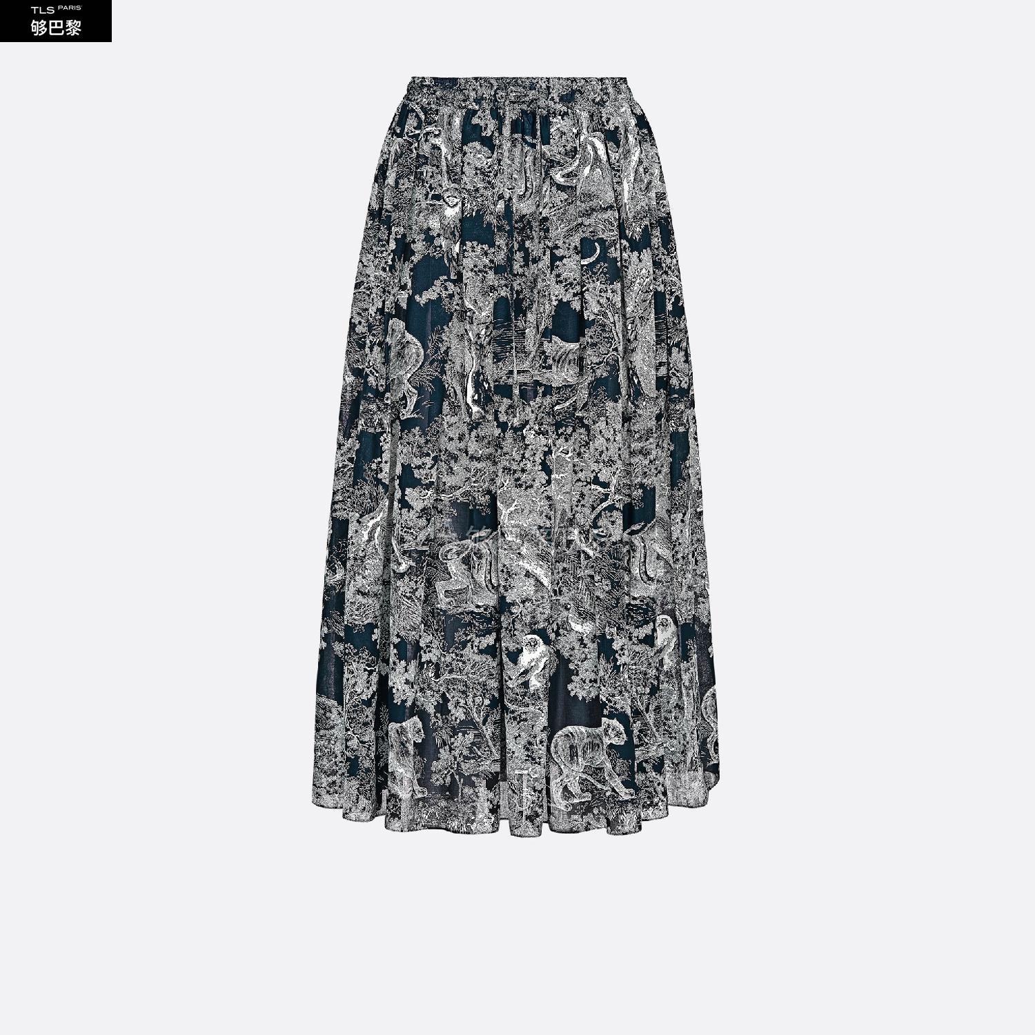 【包邮包税】 dior迪奥 21年春夏 女士 半身裙 百褶半裙-海*蓝色棉质