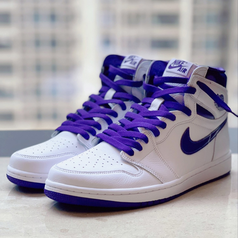 nike/耐克 air jrodan 1 high og court purple男女同款 aj1 白紫