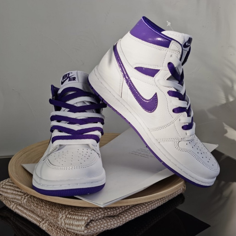 air jrodan 1 high og court purple男女同款 aj1 白紫 籃球鞋cd0461