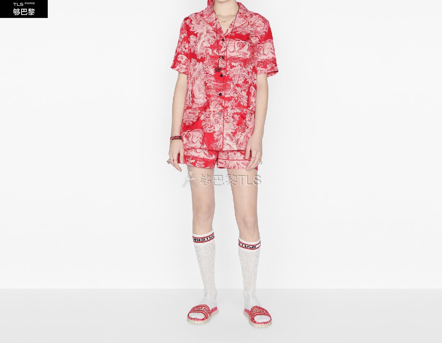 【包邮包税】 dior迪奥 21年春夏 女士 睡衣 家居服上衣-覆盆子色桑