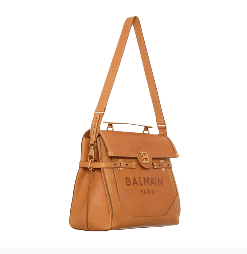 【包税】balmain/巴尔曼 b-buzz系列40女士驼色小牛皮经典字母徽标