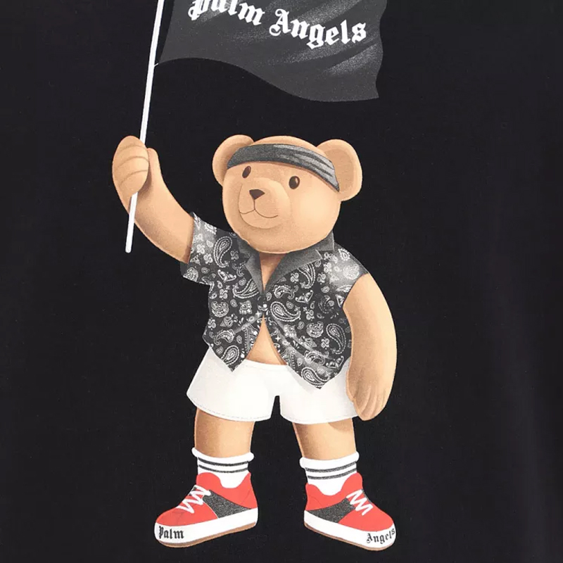 palm angels/palm angels 断头熊黑色熊印花饰棉质短袖时尚男士短袖