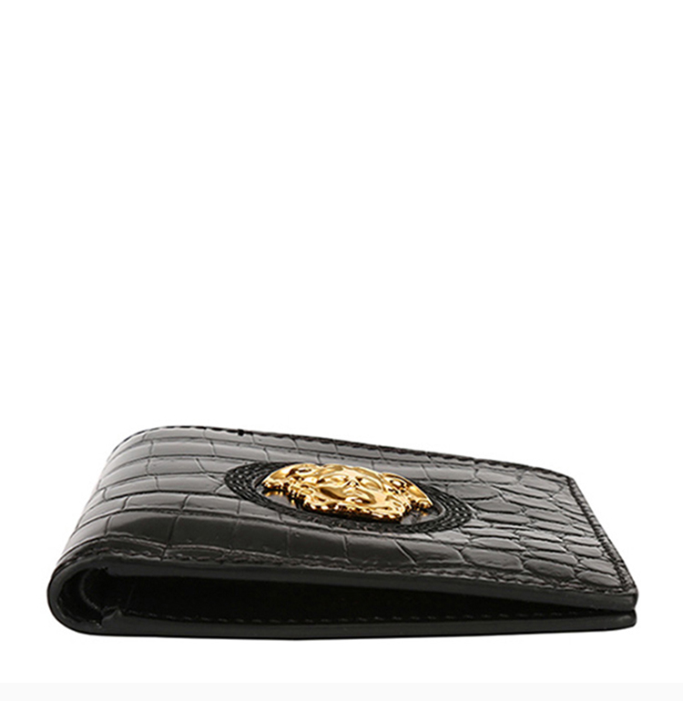 【versace范思哲 钱包】versace/范思哲 男士黑色鳄鱼纹皮革经典