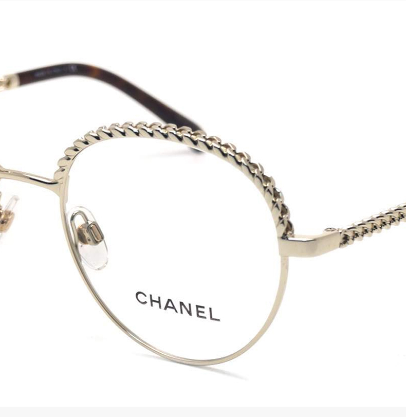 【chanel香奈儿 光学镜架】chanel/香奈儿 女士金色金属框架透明镜片