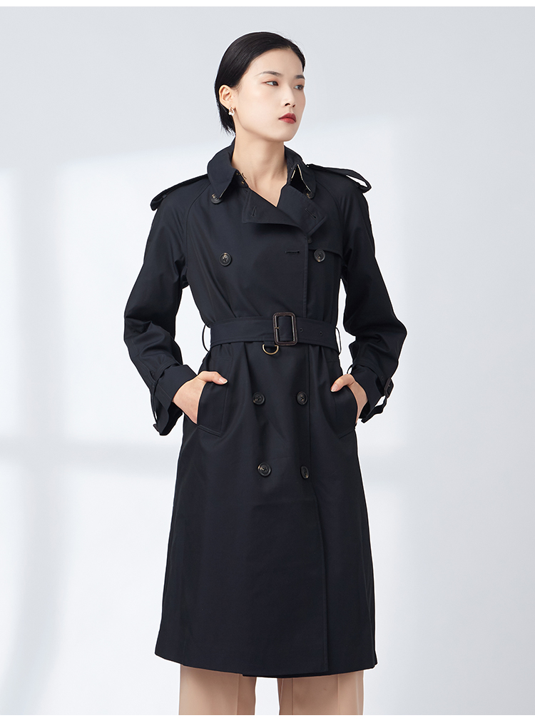 geleistory/geleistory 2021春秋季新款中长款风衣女双排扣腰带英伦棉