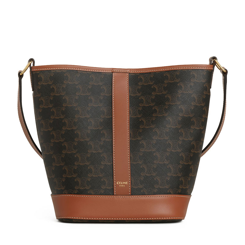 celine/赛琳 小号标志印花皮革拼接水桶包 191442cas