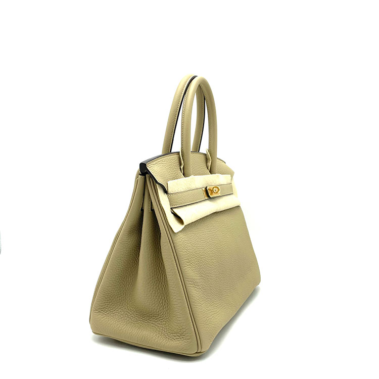 hermes/爱马仕 风衣灰 birkin30 金扣z刻 tc皮手提包