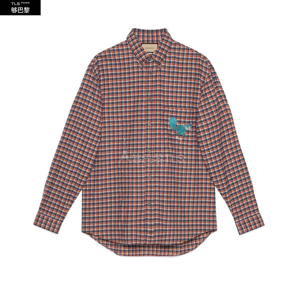 【包邮包税】 gucci古驰 21年秋冬 男士 freya hartas动物刺绣衬衫