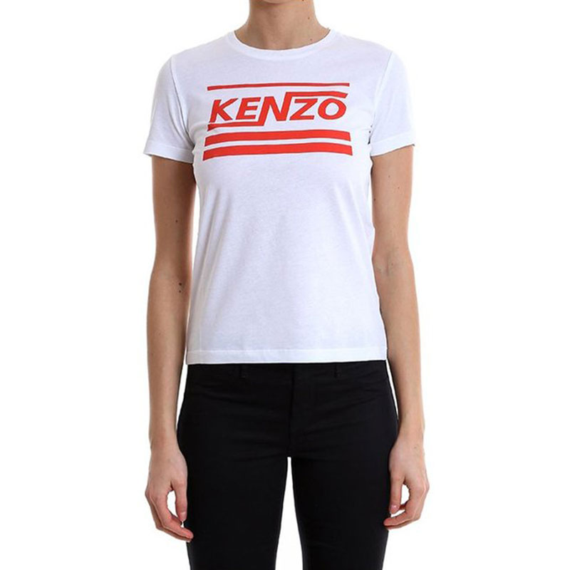 21年春夏 女士 时尚百搭 女装 白色棉质品牌logo图案短袖t恤 f852ts