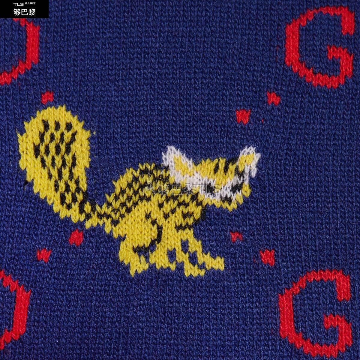 gucci古驰 21年秋冬 男士 饰freya hartas创作的动物图案羊毛毛衣