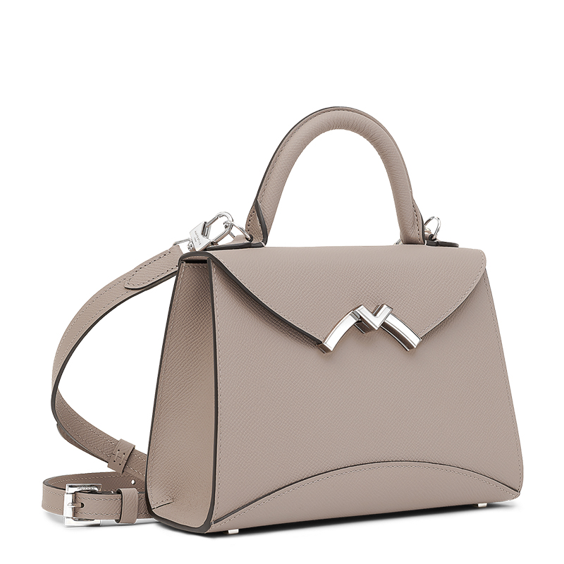 【包税】moynat/莫奈 21新款 gabrielle bb系列 女士斑鸠灰小牛皮银色