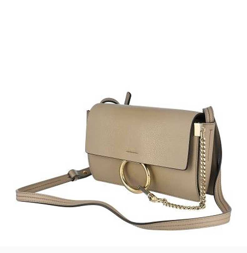 chloe/克洛伊 女士米灰色小牛皮经典金属c字徽标链条装饰按扣开合单肩