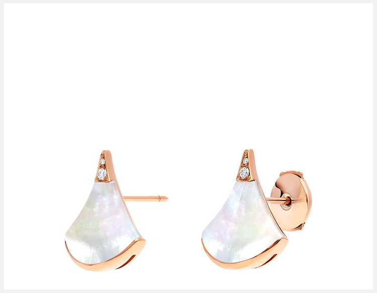 bvlgari/宝格丽 divas dream 系列 饰珍珠母贝和密镶钻石玫瑰金耳环