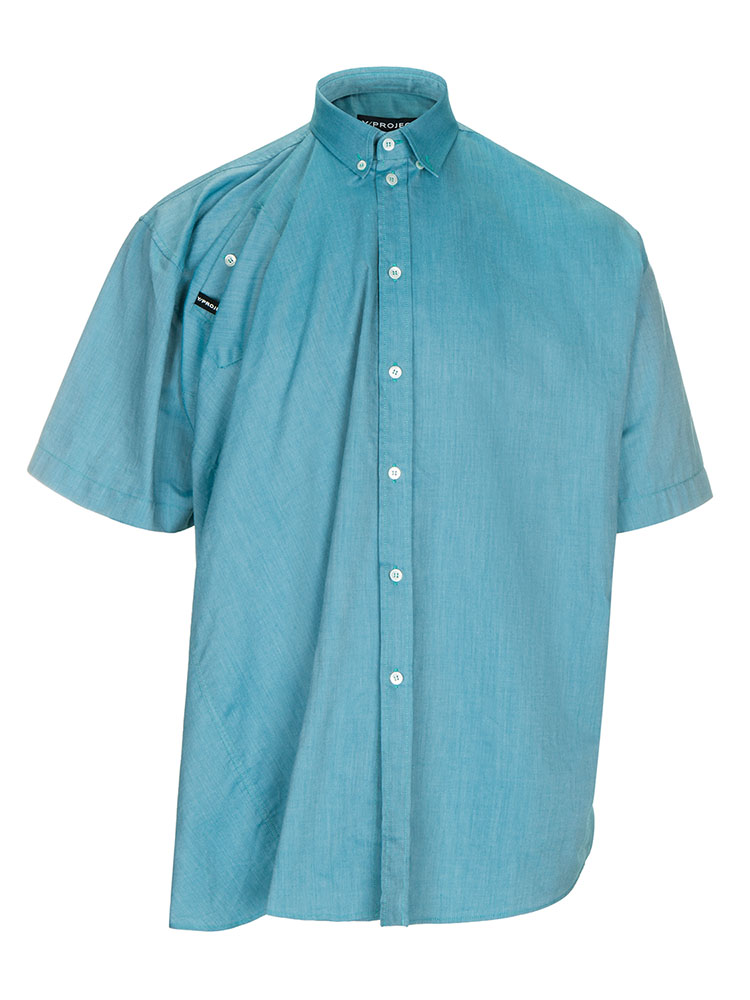 【仓内现货速发】y/project 青色 翻领短袖 男女同款 衬衫