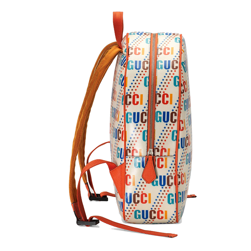 儿童款彩色gucci星星图案帆布supreme橙色帆布饰面拉链开合双肩包