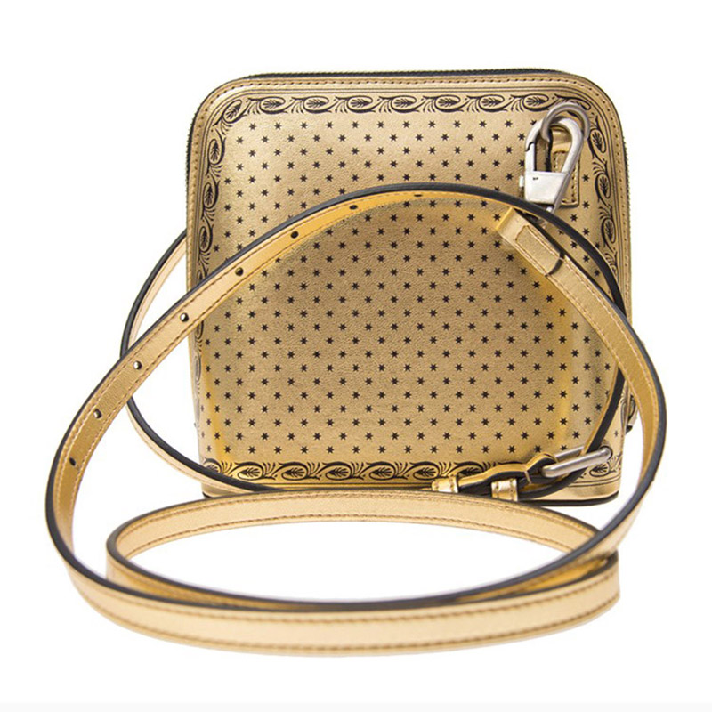 瑕疵折扣 gucci/古驰 秀款复古烫金皮质印花贝壳包女士单肩包511189k2