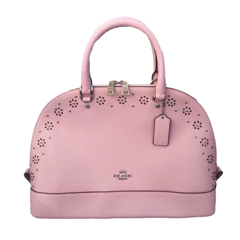 coach/蔻驰 包袋 手提包 皮质 粉色铆钉 贝壳包 f37238
