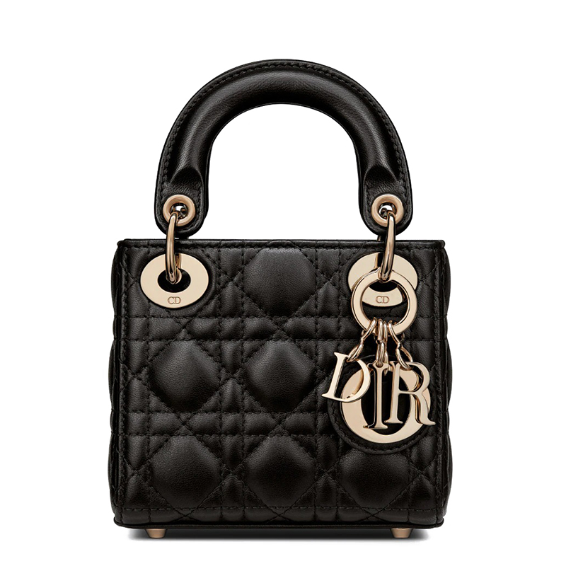 【包税】dior/迪奥 2021年秋冬新款 lady dior系列 女士微型黑色棱纹