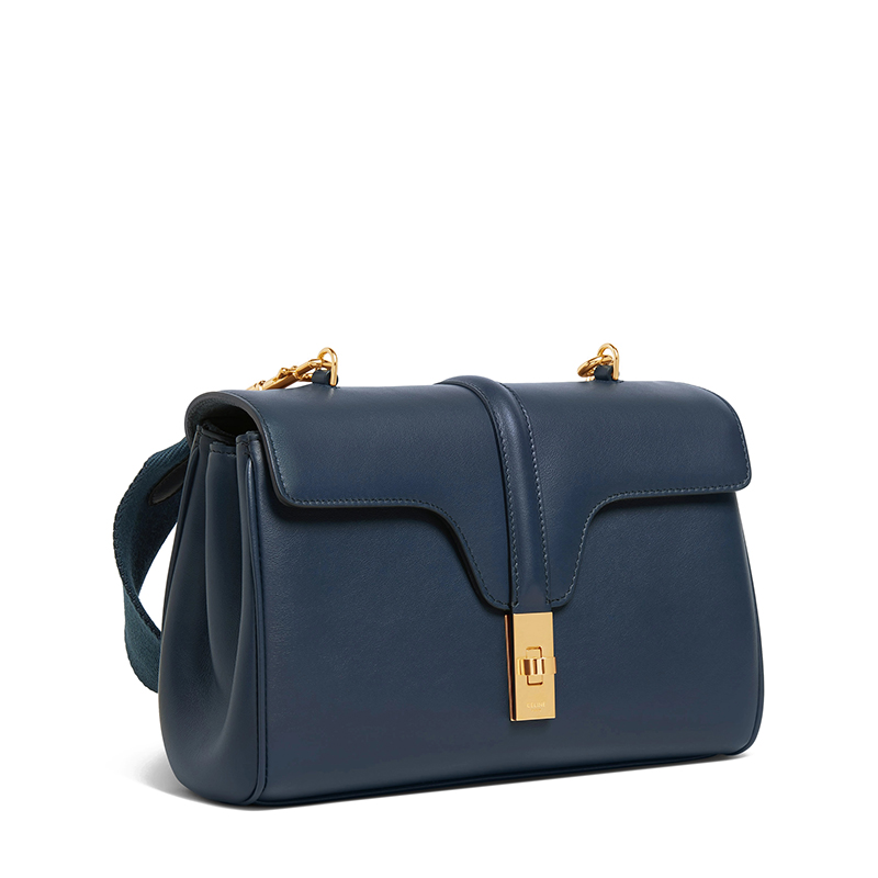 【包税】celine/赛琳 21新款teen soft 16系列 女士海军蓝光滑小牛皮