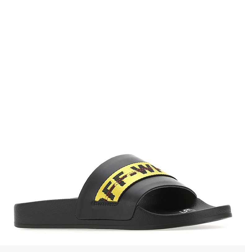 off white 男士 服装 21春夏 黄色字母logo露趾拖鞋 男士凉拖