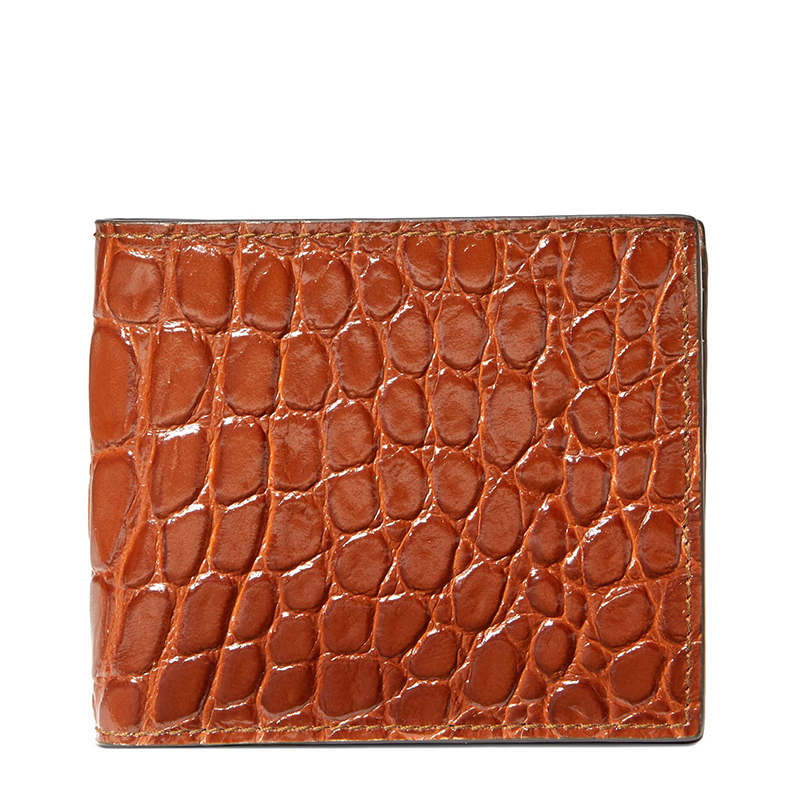 【包税】gucci/古驰 21新款 男士棕色鳄鱼皮亮面双折钱包365482ezibg