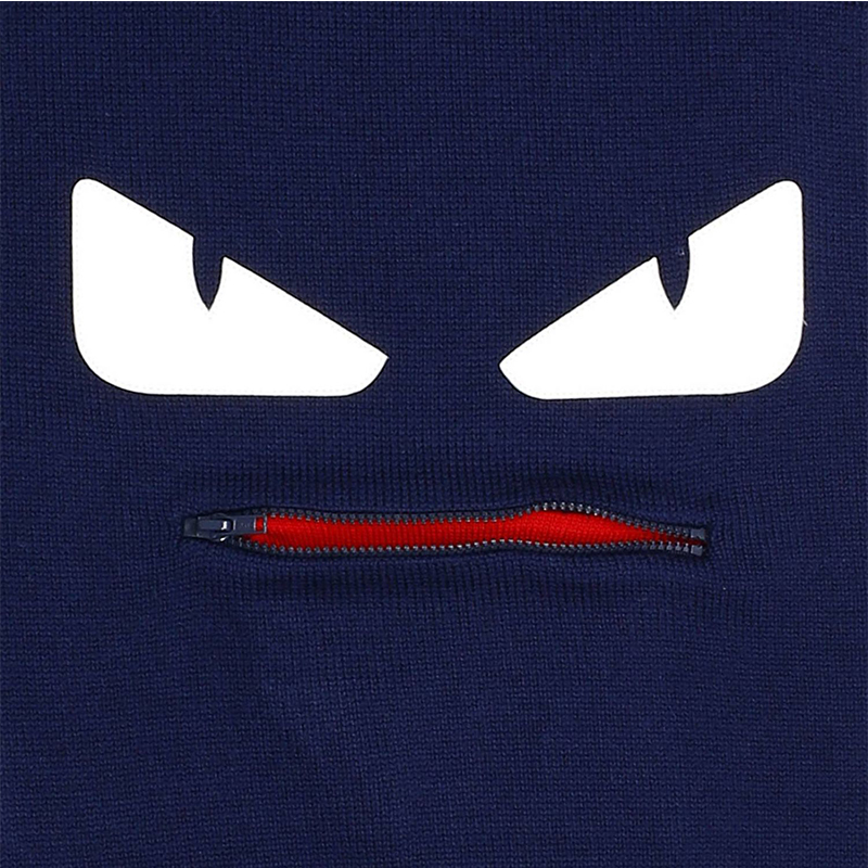 【包邮包税】fendi/芬迪 男士小怪兽图案蓝色时尚羊毛围巾/披肩围巾