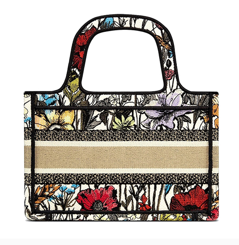 book tote系列迷你女士彩色帆布经典字母徽标花卉刺绣手提包托特包