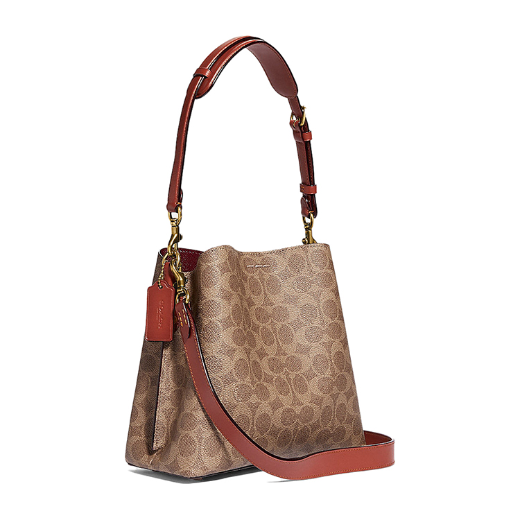 coach/蔻驰 经典标志帆布willow小牛皮 帆布水桶包c3890