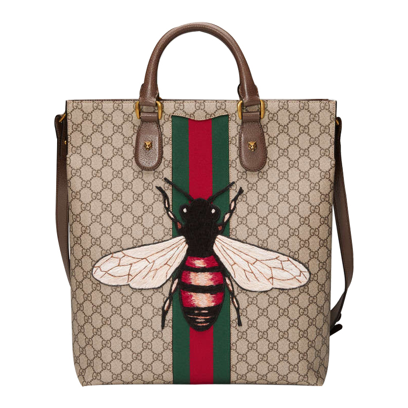 手提包】瑕疵折扣gucci/古驰 经典大蜜蜂刺绣 皮质托特包【正品 价格