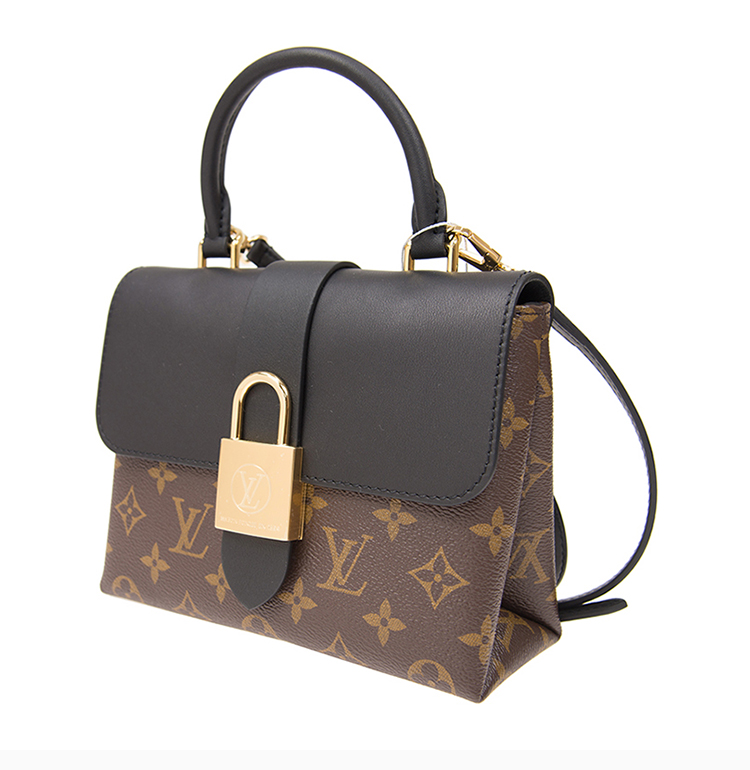 【包税】louis vuitton/路易威登 女士黑咖色lv锁扣locky bb手袋斜