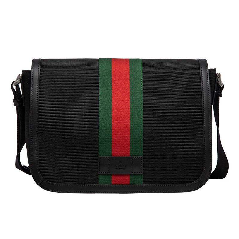 gucci/古驰 男包黑色帆布男士黑色印花腰包斜挎包 630921 kwtmn 8251