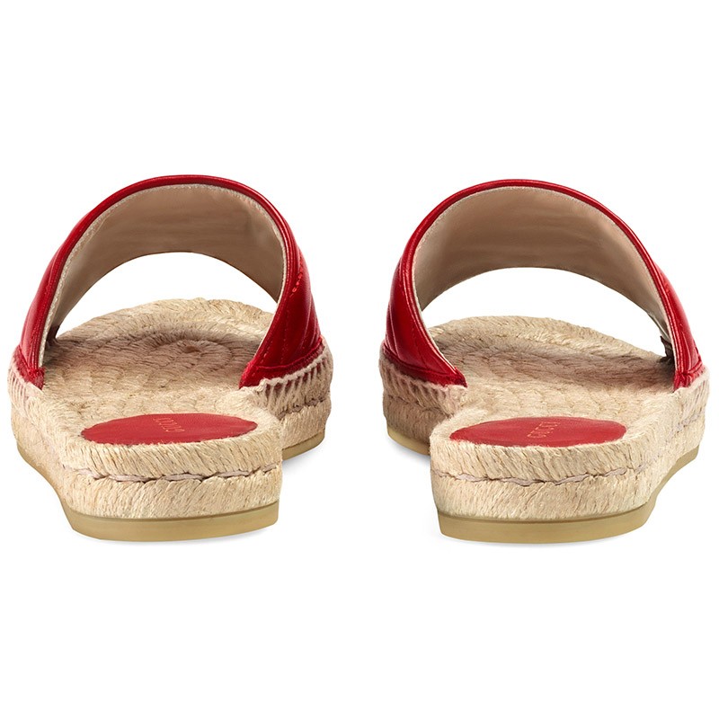 gucci 古驰女鞋双g草编底休闲拖鞋 573028 bko00