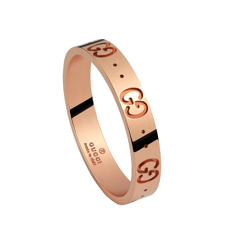 【包税】gucci/古驰 21新款 icon系列 18k金玫瑰金双g图案戒指152045j