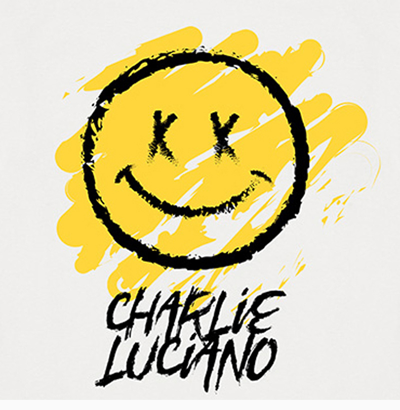 charlie luciano 男士 服装 21春夏 白色圆领笑脸字母logo图案棉质t恤