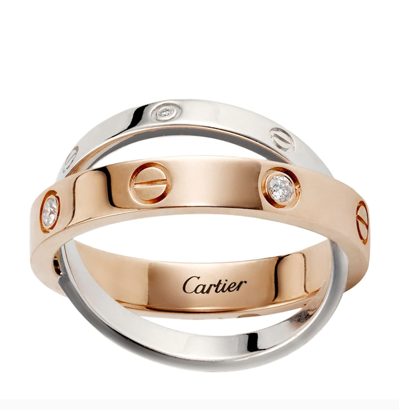 cartier/卡地亚 love系列女士双色玫瑰18k金18k金镶嵌6颗圆形明亮式