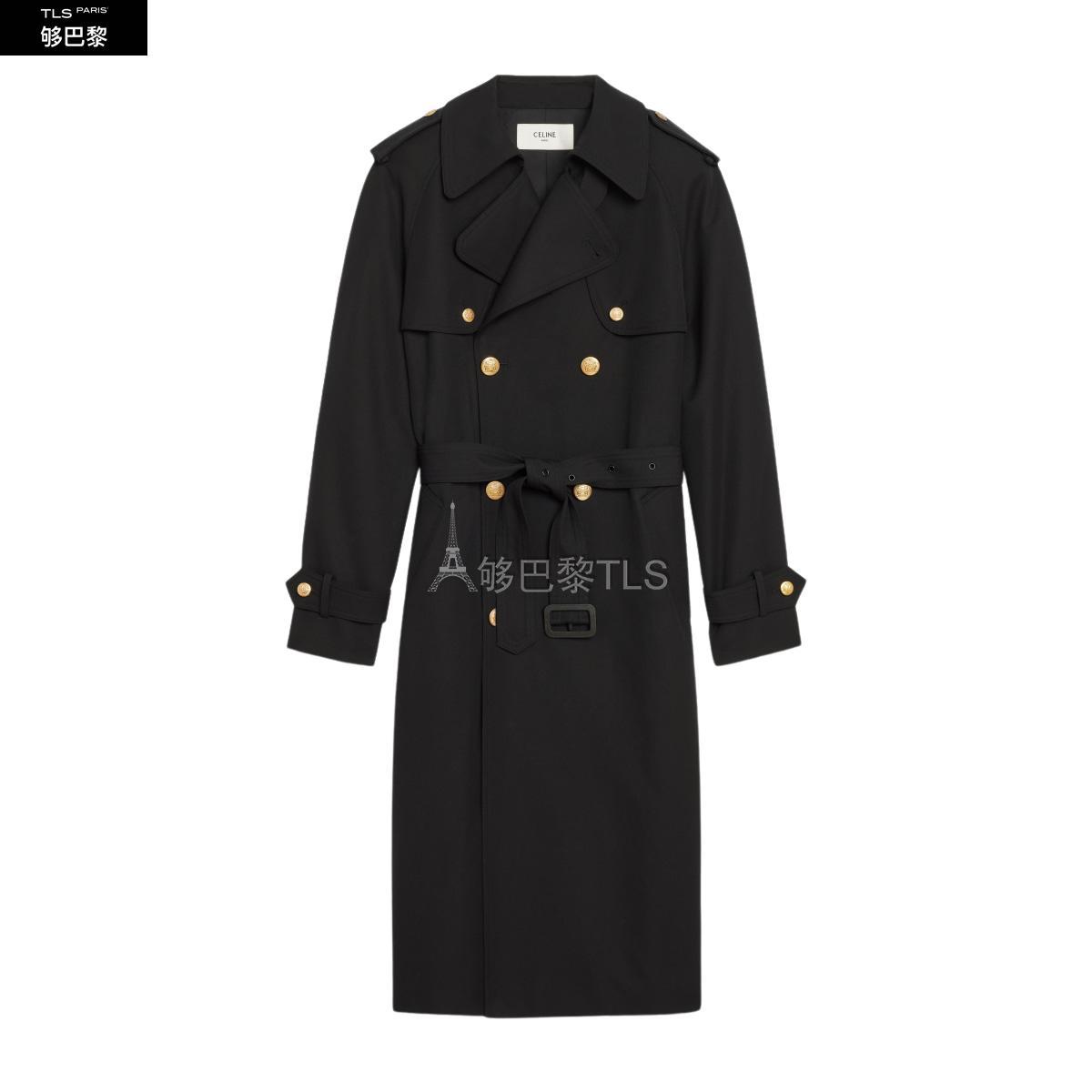 【包邮包税】 celine赛琳思琳 22年春夏 女士 大衣 羊毛华达呢和棉质