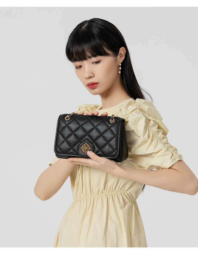 vh包包2021新款vanessa hogan/vanessa hogan 牛皮夏季菱格包链条斜